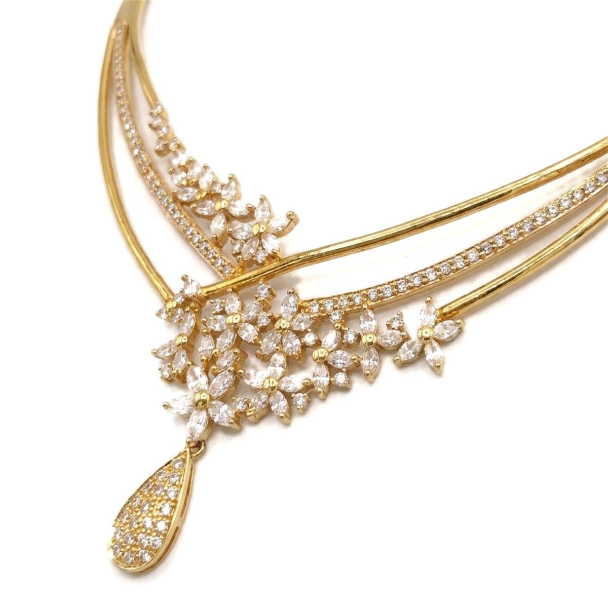 Floral Spray Necklace - 22K gold Necklaces & Chains