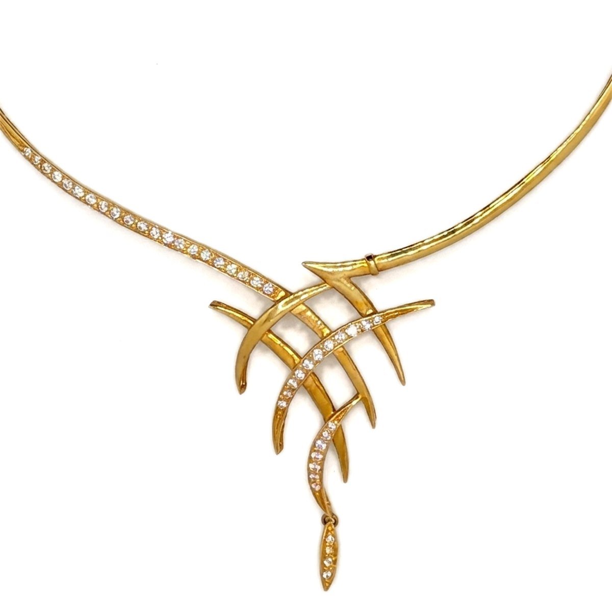 Pavé cascade necklace in 22K gold