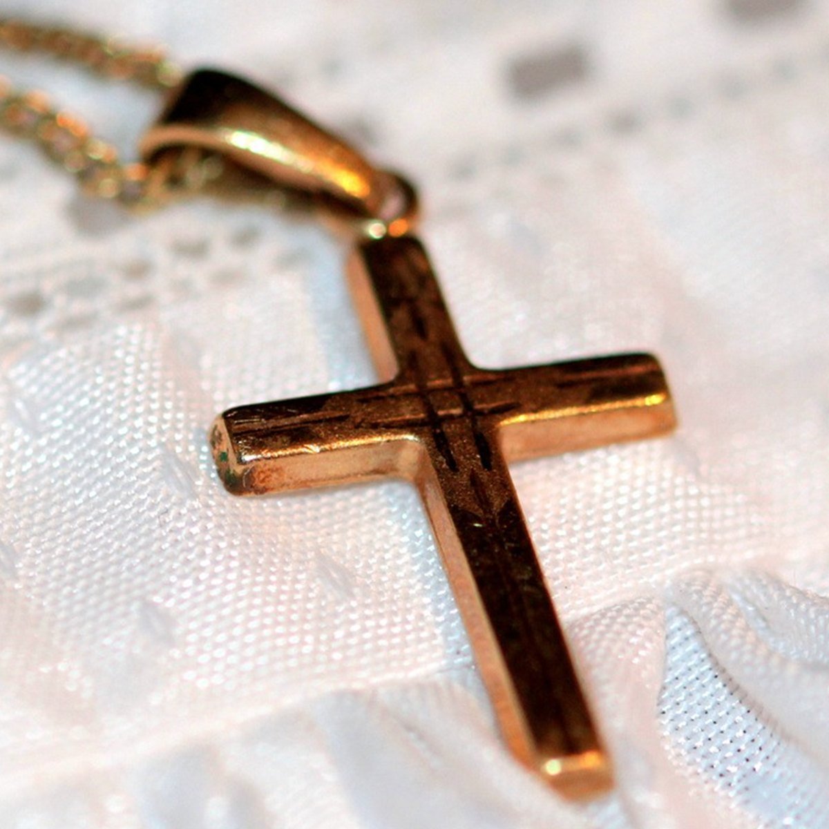 Gold Cross Pendant — detail view