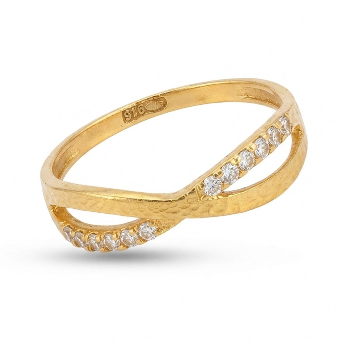 Criss-Cross Pavé Band - 22K gold Rings