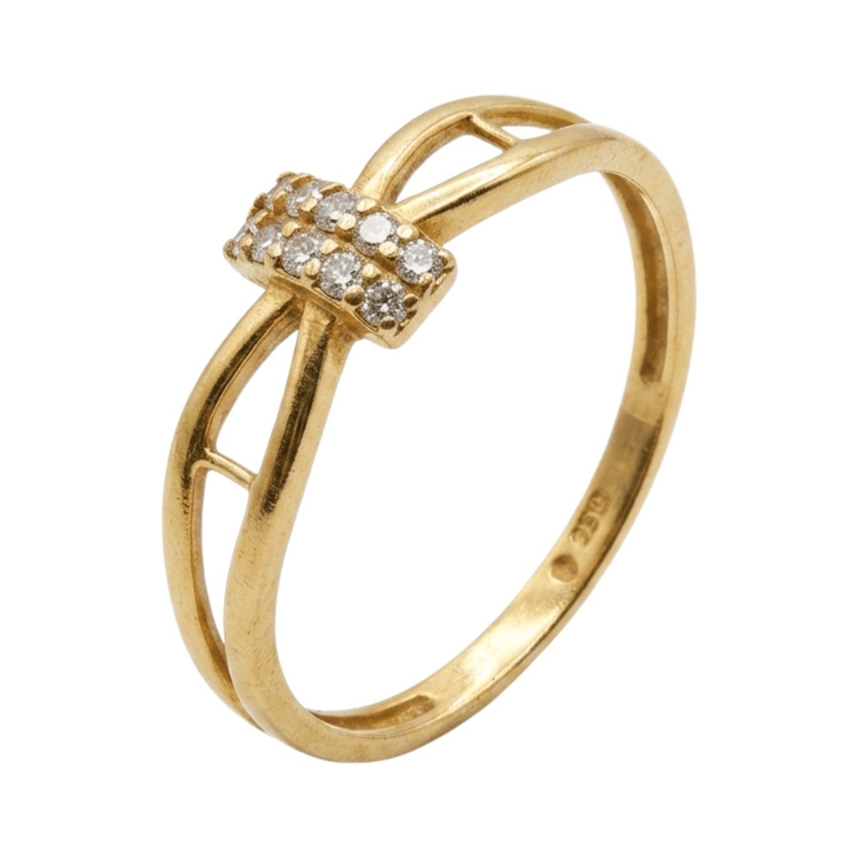 Pavé Crossover Ring — 22K gold Rings, front view