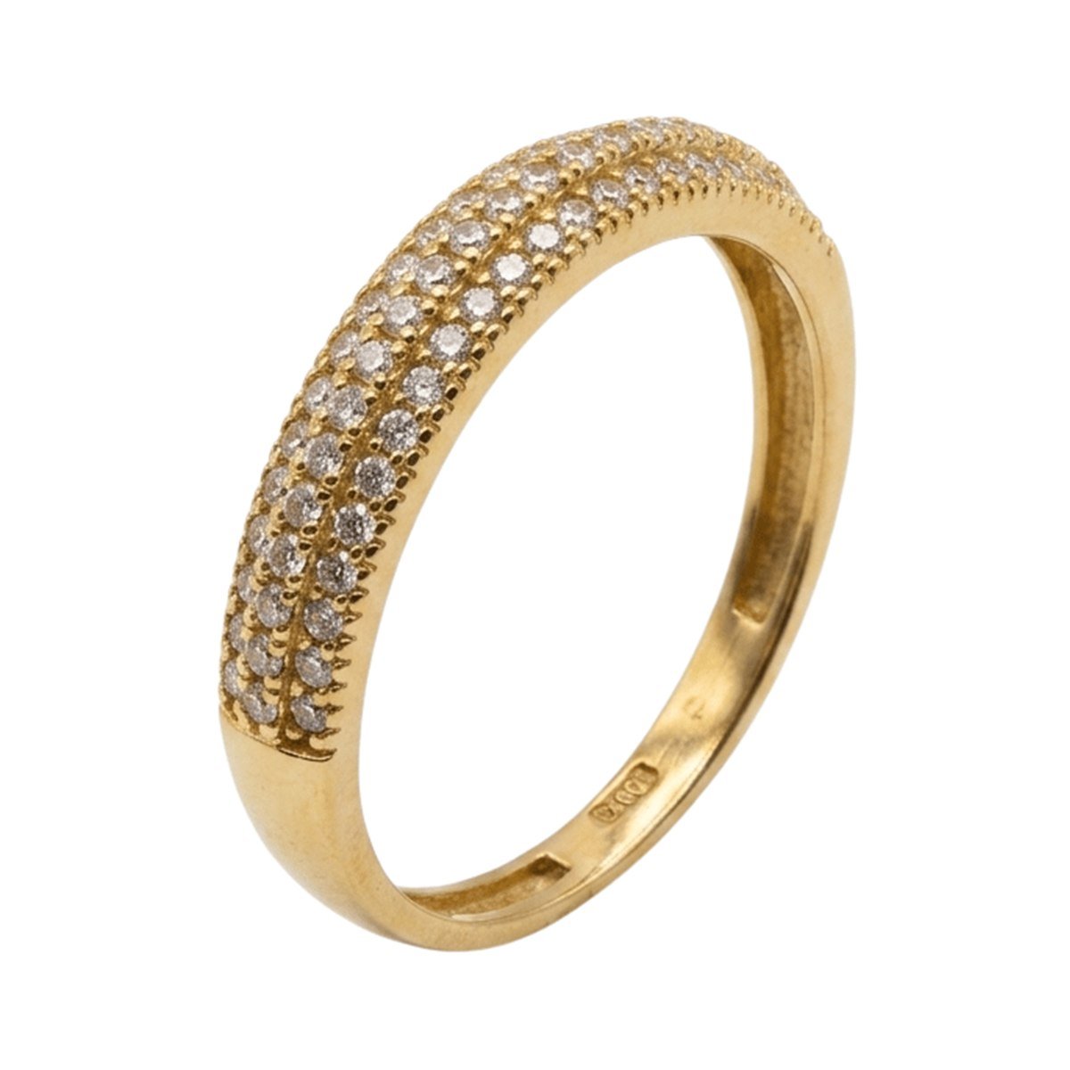 Double-Row Pavé Band — 22K gold Rings, front view