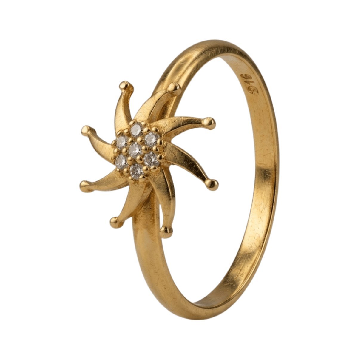 Sunburst Ring — 22K gold Rings, front view