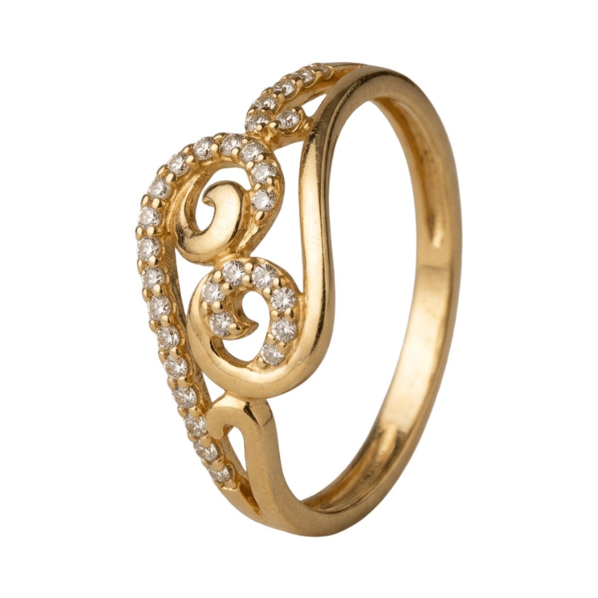 Pavé Swirl Ring — 22K gold Rings, front view