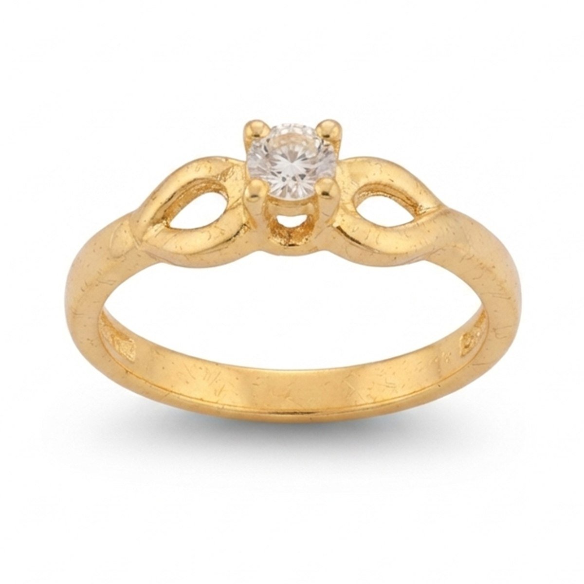 Twin Loop Solitaire Ring — 22K gold Rings, front view