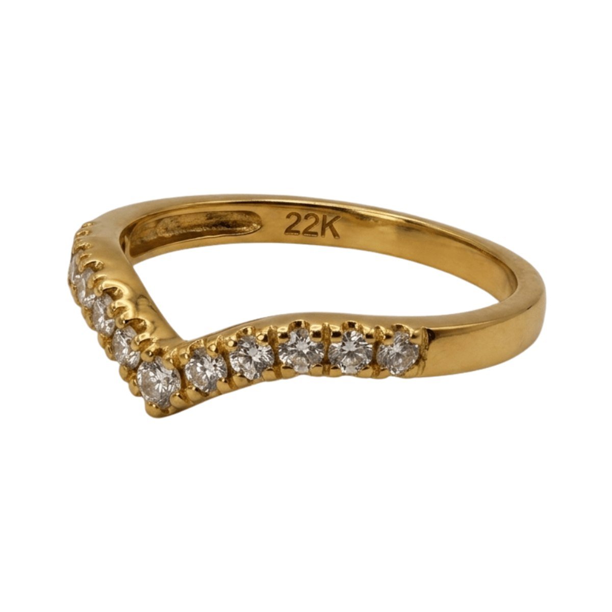 Pavé Wishbone Ring — 22K gold Rings, front view